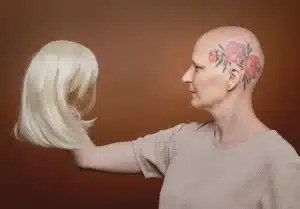 mujer con peluca